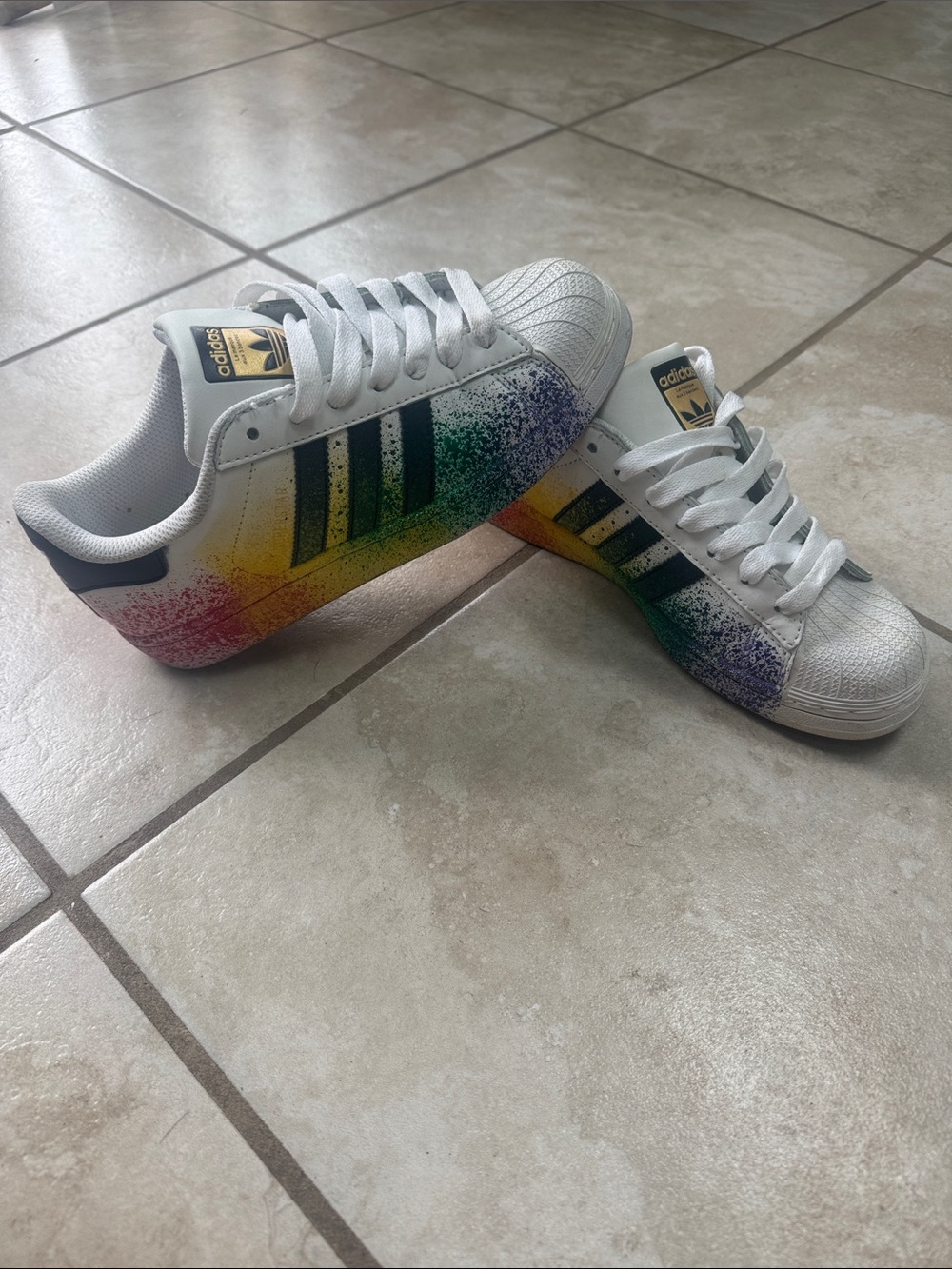 Adidas Superstar Pride Paint Splatter White with Rainbow